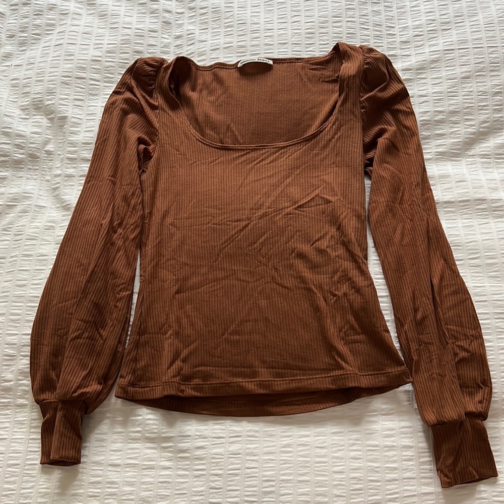 Reformation ribbed camel colored top